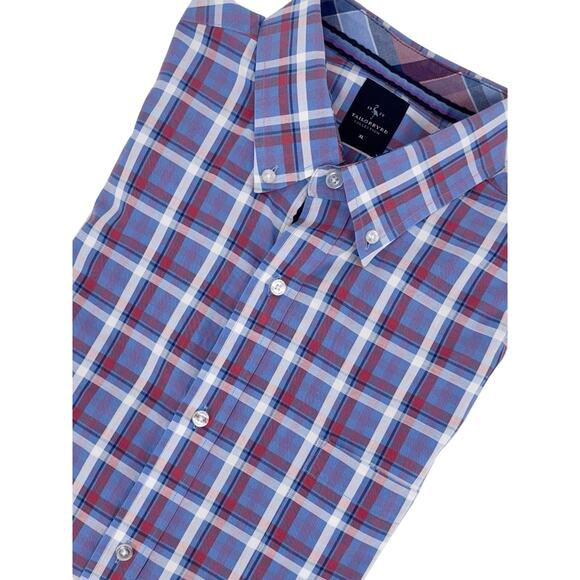 Tailorbyrd Mens Button Down Shirt Blue/Pink/White Plaid Size XL Chest Pocket EUC - Picture 1 of 9